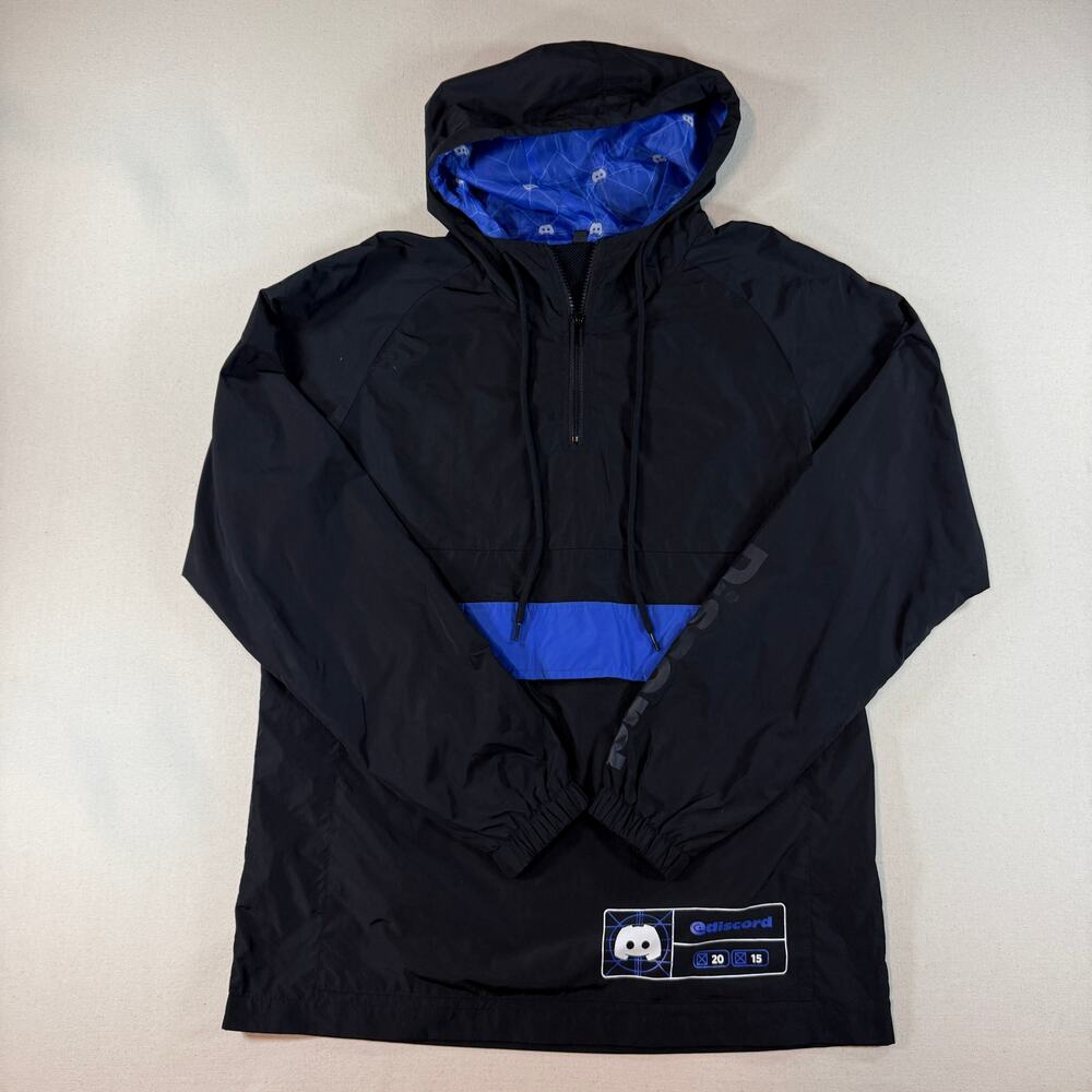 Official Discord FTWindbreaker Anorak Pullover Jacket Black Blue Size Small